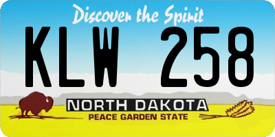 ND license plate KLW258