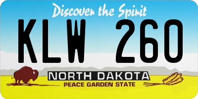 ND license plate KLW260