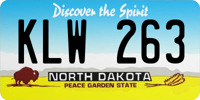 ND license plate KLW263