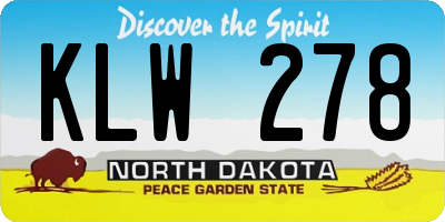 ND license plate KLW278