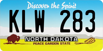 ND license plate KLW283