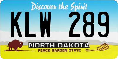 ND license plate KLW289