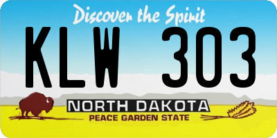 ND license plate KLW303
