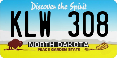ND license plate KLW308