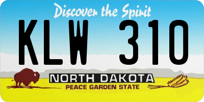 ND license plate KLW310