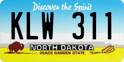 ND license plate KLW311