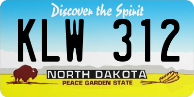 ND license plate KLW312