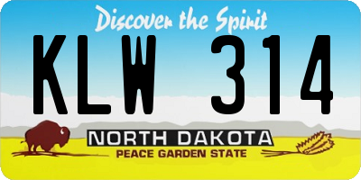 ND license plate KLW314