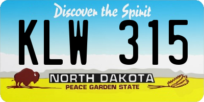 ND license plate KLW315
