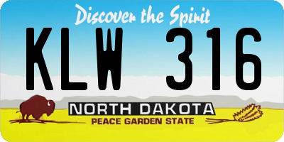 ND license plate KLW316
