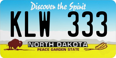 ND license plate KLW333