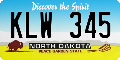 ND license plate KLW345