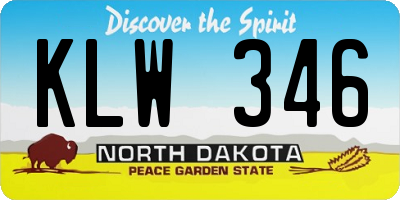 ND license plate KLW346