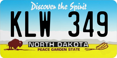 ND license plate KLW349
