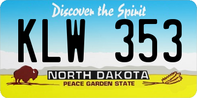 ND license plate KLW353