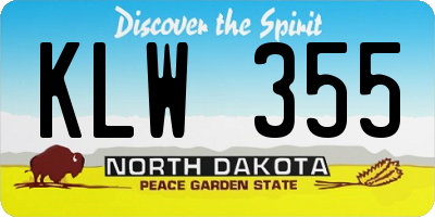 ND license plate KLW355