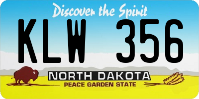 ND license plate KLW356