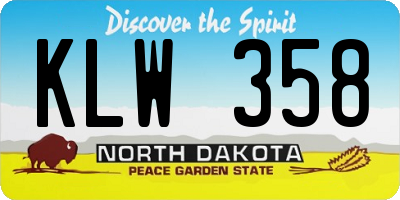 ND license plate KLW358