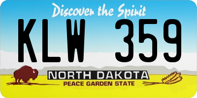 ND license plate KLW359