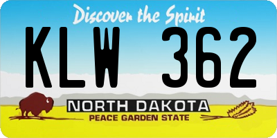 ND license plate KLW362