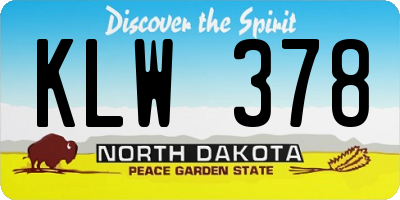ND license plate KLW378