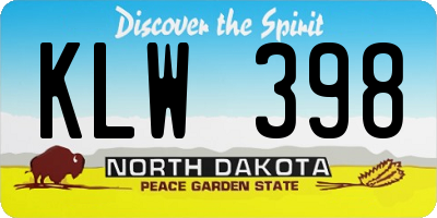 ND license plate KLW398