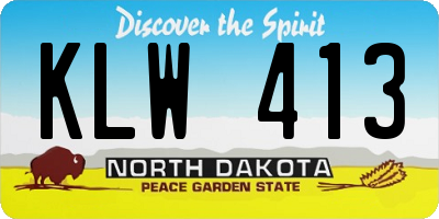 ND license plate KLW413