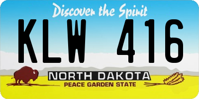 ND license plate KLW416
