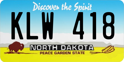 ND license plate KLW418