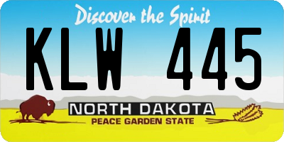 ND license plate KLW445