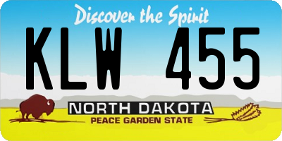 ND license plate KLW455