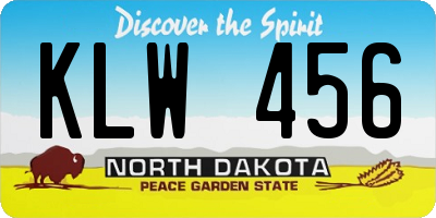 ND license plate KLW456