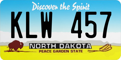 ND license plate KLW457