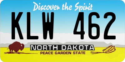 ND license plate KLW462