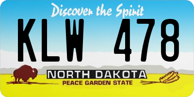 ND license plate KLW478
