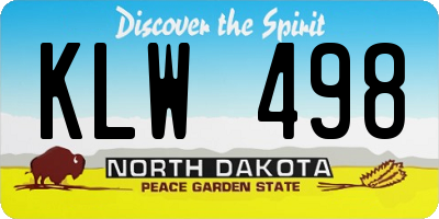 ND license plate KLW498