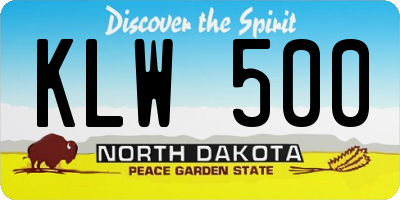 ND license plate KLW500