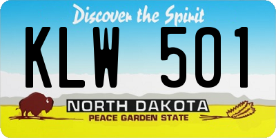 ND license plate KLW501