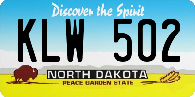 ND license plate KLW502