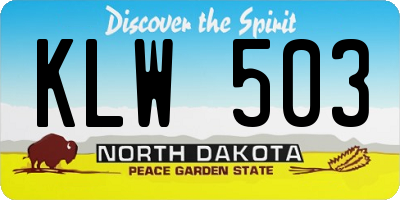 ND license plate KLW503