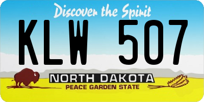 ND license plate KLW507