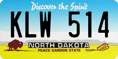 ND license plate KLW514