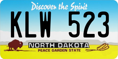 ND license plate KLW523