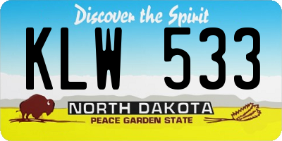 ND license plate KLW533
