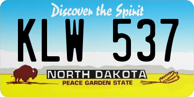 ND license plate KLW537