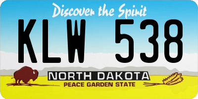 ND license plate KLW538