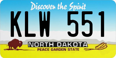 ND license plate KLW551