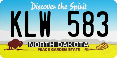 ND license plate KLW583
