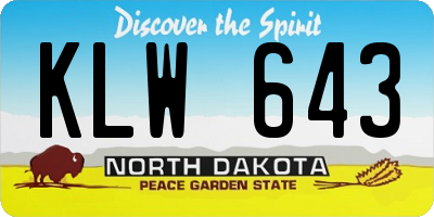 ND license plate KLW643