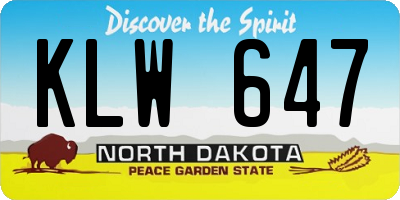 ND license plate KLW647